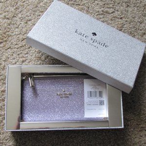 kate spade Lilac Frost Tinsel Glitter Slim Wallet w/ Box